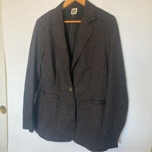Anne Klein Blazer Brown Leopard Print Patterned Jacket Business Casual Night Out